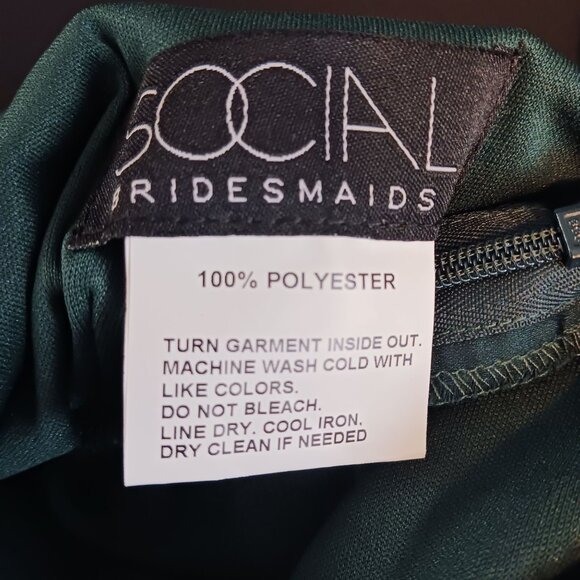 NEW Social Bridesmaids Tie-Neck Halter Maxi Dress Whisper Satin in Evergreen, XS - Picture 6 of 12